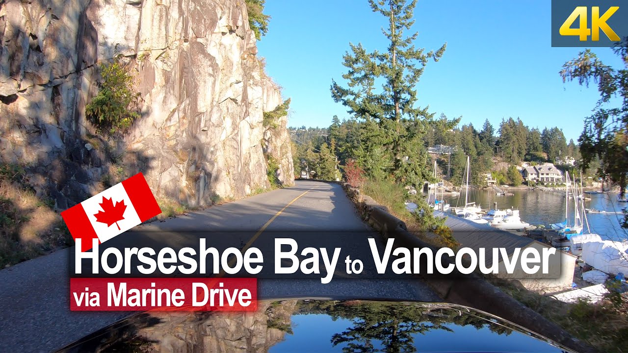 Scenic Drive along Marine Drive Road from Horseshoe Bay to Downtown Vancouver 🇨🇦